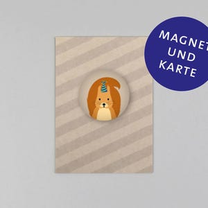 Postkarte, Holzschliffpappe, Magnet, Für dich, Eichhörnchen // Set Magnet mit Postkarte Für Dich