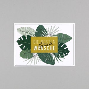 Postkarte zum Geburtstag, Happy Birthday, Glückwunsch, Palmenblatt, Tropisch // Postkarte Mia