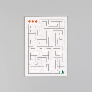 Postkarte, Holzschliffpappe, Weihnachtskarte, Rätselkarte // Grußkarte Ted Labyrinth