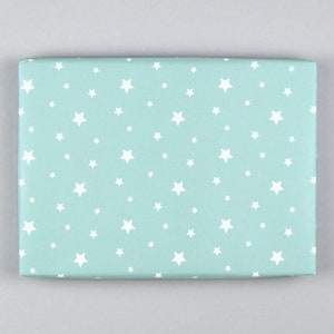 Gift wrapping paper, sheet, 50 x 70 cm, stars, birthday, birth // Gift wrapping paper sheet - Esther Mint