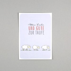 Postkarte zur Taufe, Glückwunsch, heiliges Fest, Schafe // Postkarte Mattes