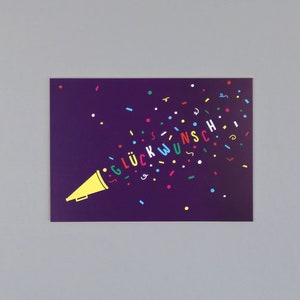 Postkarte zum Geburtstag, Happy Birthday, Glückwunsch, Konfetti // Postkarte Edda