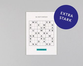 Postcard, wood pulp cardboard, greeting card, word search puzzle, Sudoku // Greeting card Ted Sudoku