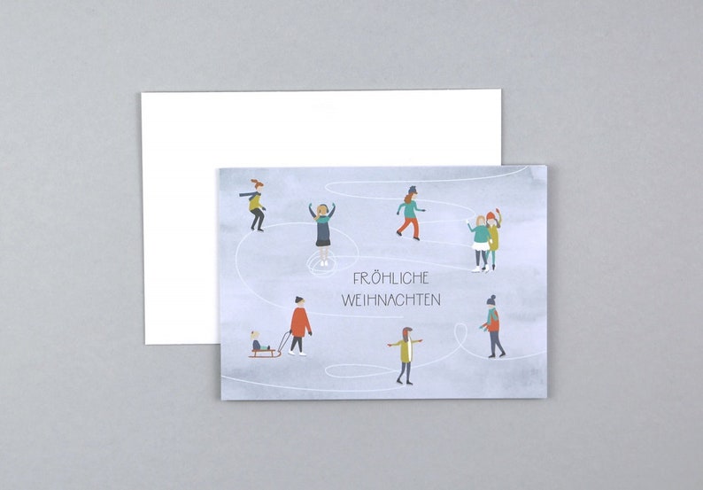 Christmas card, Merry Christmas, Merry Christmas, Ice skate, Greeting card with envelope // Folding card Ivan image 1