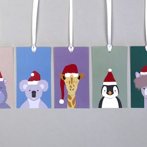 5 Geschenkanhänger, Gift Tags, Weihnachten, Merry Christmas, Tiere, Weihnachtstiere  // Geschenkanhänger - Gitte Xmas