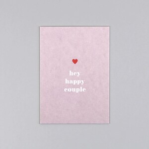 Postkarte, Grußkarte, Holzschliffpappe, Herz, hey happy couple // Postkarte Tessa Couple