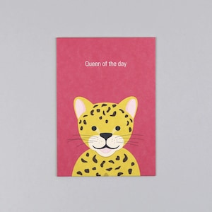 Postkarte, Holzschliffpappe, Geburtstag, Birthday, Tiere, Animal, Leopard, Big5, wild // Postkarte Gitte Leopard