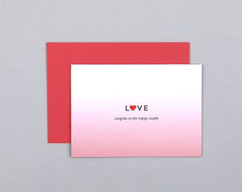 Wedding Card, Congratulations on the Wedding, Love, Heart, with Envelope // Folded Card Cora