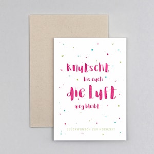 Hochzeitskarte, Glückwunschkarte, Lettering, Spruch, Konfetti, Grußkarte mit Umschlag // Klappkarte Julia Kuss