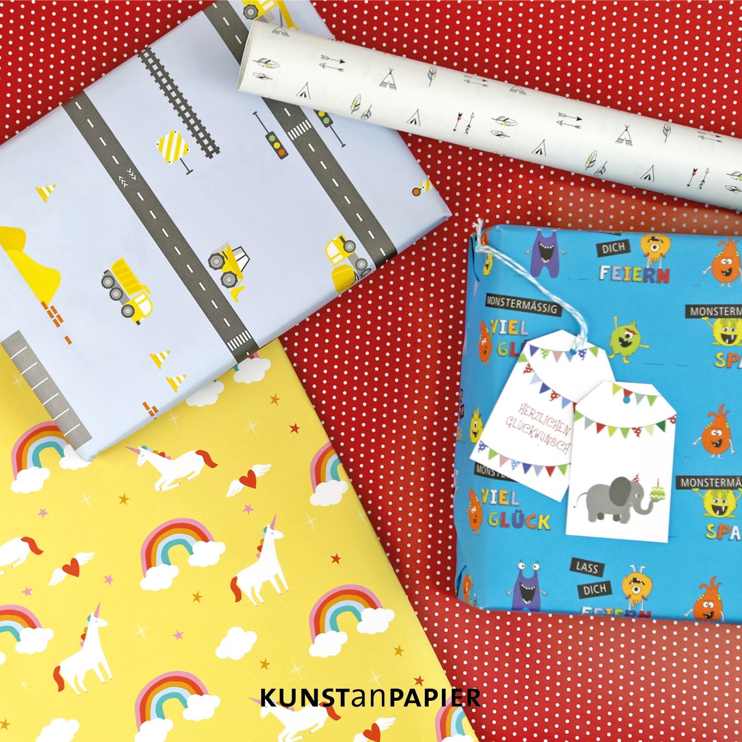 Wrapping Paper Sheet 50 X 70 Cm Construction Site Vehicles Road Excavator  // Wrapping Paper Sheet Bob 