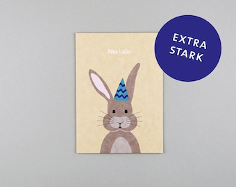 Postcard, Wood pulp cardboard, Birthday, Birthday, Animals, Animal, Hare, Rabbit, Party // Postcard Gitte Hase