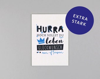 Postkarte, Holzschliffpappe, Glückwunsch, Geburtstag, Krone // Postkarte Bruno Hurra