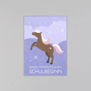Postkarte zur Einschulung, Holzschliffpappe, Pferd // Postkarte Lilly