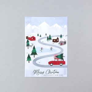 Postkarte zu Weihnachten, Merry Christmas, Driving Home for Christmas // Postkarte Chris