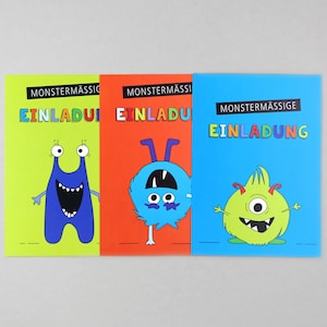 Postkarte, Einladung, Geburtstag, Monster // Einladungskarte Geburtstag Hugo