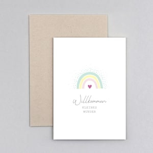 Geburtskarte, Glückwunschkarte, Regenbogen, Grußkarte mit Umschlag // Klappkarte Leonie Regenbogen