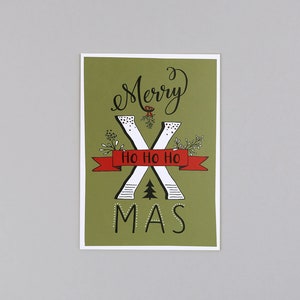 Postkarte zu Weihnachten, Merry Christmas, Lettering // Postkarte Leon