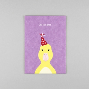 Postkarte, Holzschliffpappe, Geburtstag, Birthday, Tiere, Animal, Ente, Duck, Party // Postkarte Gitte Ente