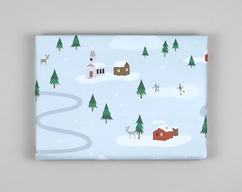 Cadeaupapier, vel, 50 x 70 cm, Kerstmis, winterlandschap // Cadeaupapiervel - Chris
