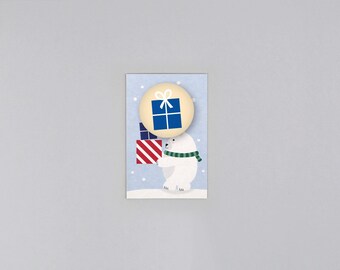 Postkarte, Holzschliffpappe, Magnet, Weihnachten // Mini Set Magnet mit Postkarte Peter XMas + Geschenk