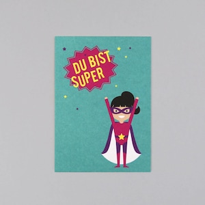 Postkarte, Holzschliffpappe, Superheld // Postkarte Clark Supergirl