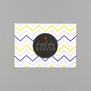 Postkarte, Grußkarte, Streifen, Chevron // Postkarte Hanna