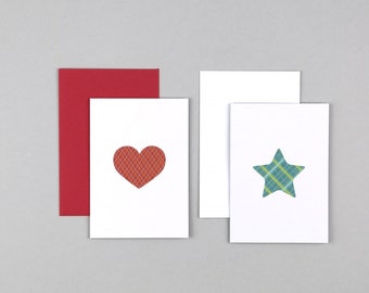 Weihnachtskarte A7, Frohe Weihnachten, Merry Christmas, Herz, Stern, Grußkarte mit Umschlag // Klappkarte Sylvia