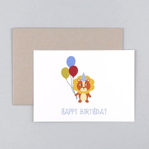 Glückwunschkarte, Geburtstag, Happy Birthday, Löwe, bunt, Grußkarte mit Umschlag // Klappkarte Max Löwe