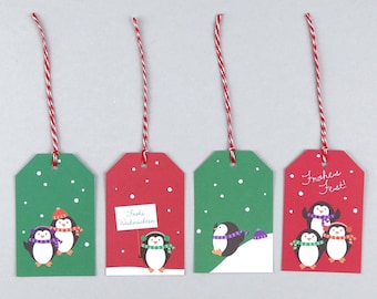 4 Geschenkanhänger, Gift Tags, Weihnachten, Pinguine // Geschenkanhänger - Peter