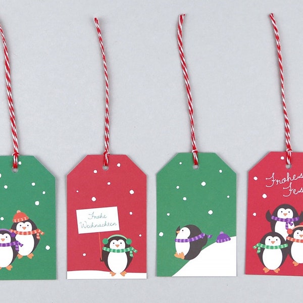 4 Geschenkanhänger, Gift Tags, Weihnachten, Pinguine // Geschenkanhänger - Peter