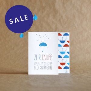 Taufkarte, Glückwunsch, Regenschirm, Grußkarte mit Umschlag // Klappkarte Pia