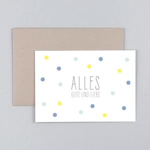 Glückwunschkarte, Punkte, Dots, Konfetti, Grußkarte mit Umschlag // Klappkarte Emma