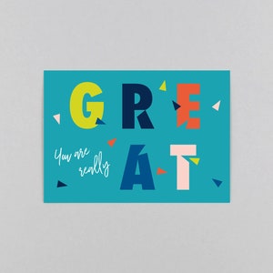 Postkarte für dich, Lieblingsmensch, You are really great, Konfetti, Dreiecke // Postkarte Glad Great
