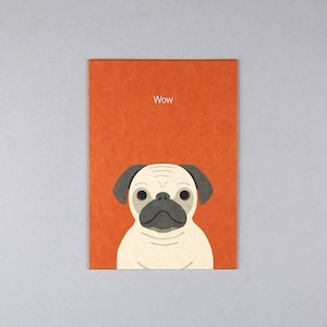 Postkarte, Holzschliffpappe, Geburtstag, Birthday, Tiere, Animal, Hund, Dog, Party // Postkarte Gitte Mops