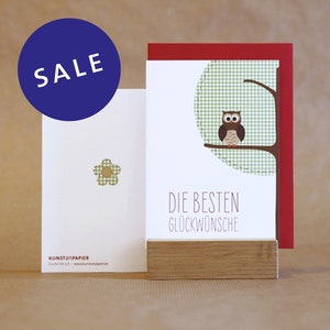 Glückwunschkarte, Geburtstag, Happy Birthday, Eule, Grußkarte mit Umschlag // Klappkarte Anabel