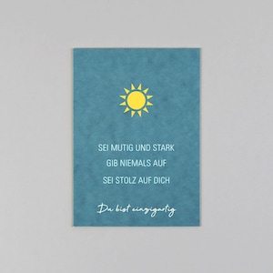 Postkarte, Holzschliffpappe, Komplimente, Affirmation, Einzigartig // Postkarte Tim Sonne