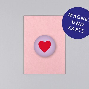 Postkarte, Holzschliffpappe, Magnet, Herz, Muttertag, Heart // Set Magnet mit Postkarte Mum
