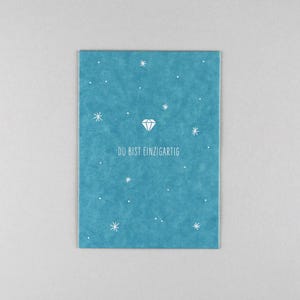 Postkarte, Holzschliffpappe, Kompliment, bu bist einzigartig // Postkarte Mirjam Diamant
