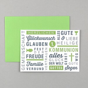 Kommunionskarte, Lettering, Grußkarte mit Umschlag // Klappkarte Lukas