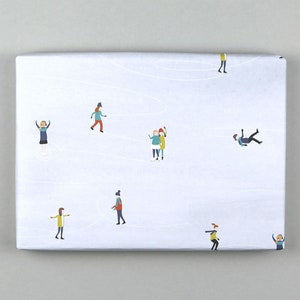Carta da regalo, foglio, 50 x 70 cm, Natale, inverno, pattinatori sul ghiaccio // Foglio di carta da regalo - Ivan