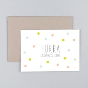 Glückwunschkarte, Punkte, Dots, Konfetti, Grußkarte mit Umschlag // Klappkarte Emma Hurra