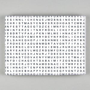 Gift wrap, sheet, 50 x 70 cm, black and white, Christmas, word search puzzle, alphabet salad // Gift wrap sheet - Ted