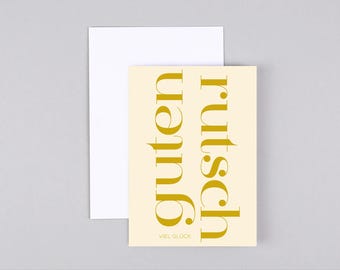 Christmas card, Happy New Year, New Year's card, writing, lettering, greeting card with envelope // Folding card Holly New Year