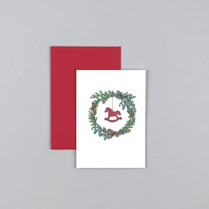 Tarjeta de Navidad A7, Feliz Navidad, Feliz Navidad, caballito, tarjeta de felicitación con sobre // tarjeta plegable Linda