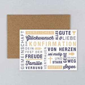 Konfirmationskarte, Lettering, Grußkarte mit Umschlag // Klappkarte Lukas Natur