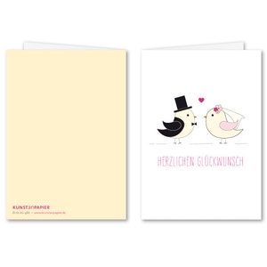 Hochzeitskarte, Glückwunsch, Vogelhochzeit, Grußkarte mit Umschlag // Klappkarte Birte Bild 2