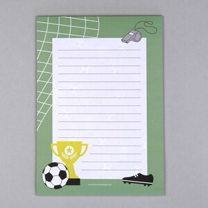 Notizblock Din A5, 148x210 mm, Recyclingpapier, To-Do-Liste, Muster, Fußball  // Notizblock Kylian
