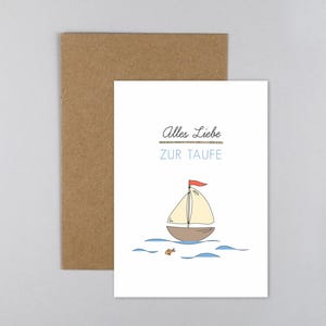 Taufkarte, Boot, Wasser, Grußkarte mit Umschlag // Klappkarte Johannes