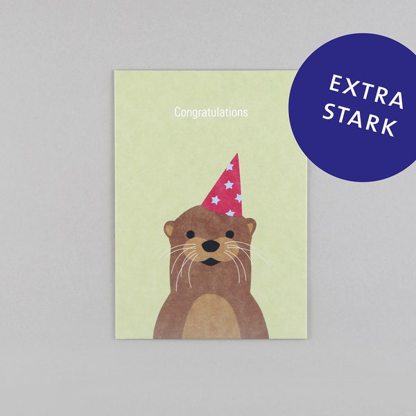 Postkarte, Holzschliffpappe, Geburtstag, Birthday, Tiere, Animal, Otter, Party // Postkarte Gitte Otter