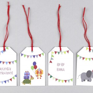 4 Geschenkanhänger, Gift Tags, Kindergeburtstag // Geschenkanhänger - Max
